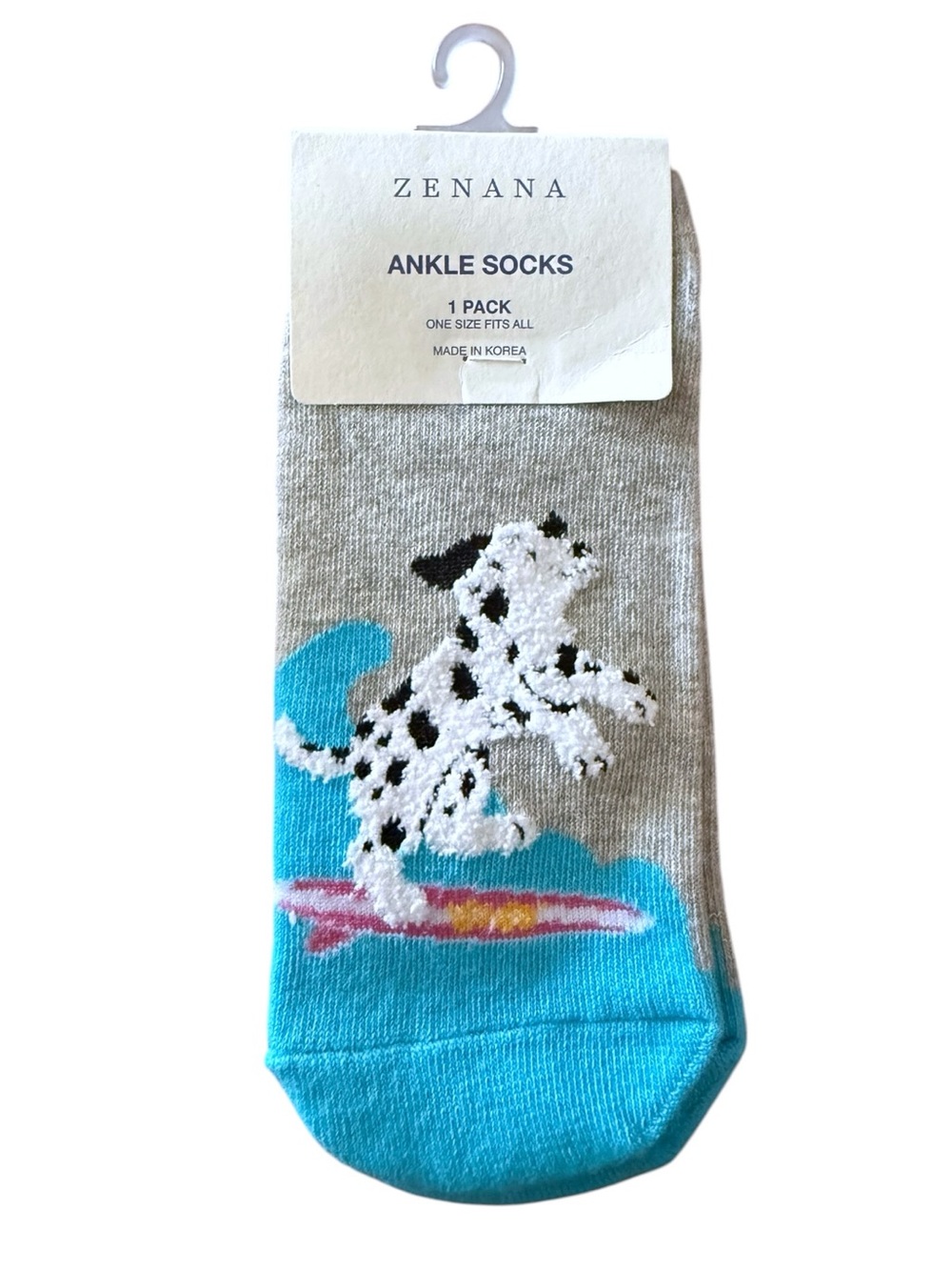 Zenana Outfitters Gray & Blue Dalmatian Surf Ankle Socks
